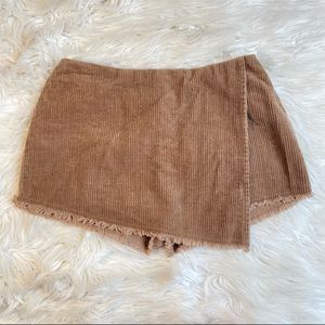 Brown Corduroy Shorts Skirt